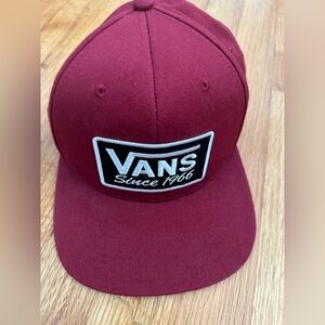 Vans Hat Cap Snapback Red Maroon Adjustable Adult Mens Skateboard Skater Casual